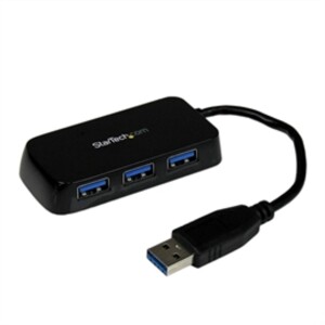 StarTech AccessoryST4300MINU3B Portable 4 Port SuperSpeed Mini USB 3.0 Hub Black Retail