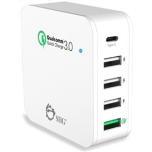 SIIG Accessory AC-PW1724-S1 5-Port Smart USB Charger plus Organizer with QC3.0 Type-C White Retail