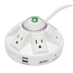 Accell Surge Protector D080B-014K Powramid Power Center and USB charger Station White 6ft power cord Retail