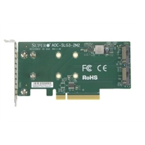 Supermicro Accessory AOC-SLG3-2M2-O PCIe Add-On Card for up to two NVMe SSDs Brown Box