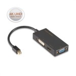 SIIG Accessory LB-CD0014-S1 Mini DisplayPort to 4K HDMI/DVI/VGA 3-in-1 Adapter Brown Box