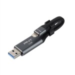 PNY Removable Storage P-FDI64GLA02GC-RB 64GB DUO LINK USB 3.0 OTG Flash Drive for iOS Retail