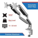 SIIG Accessory CE-MT2E12-S1 High Premium Aluminum Gas Spring Desk Mount Dual Sliver Retail